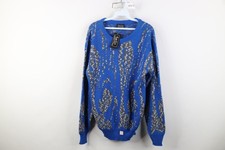 Deadstock Vtg 90s Streetwear Mens Medium Abstract Art Knit Crewneck Sweater USA