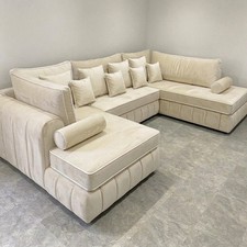U shape Lilly Sofa with chaise Custom colour Velvet with cushions Free Delivery