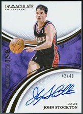 2024-25 Panini Immaculate Immaculate Ink John Stockton On-Card Auto #'d 42/49