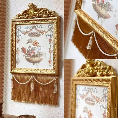 French Rococo Wall Art Cherub Tassel Wall Hanging Vintage Ornate Gold decor