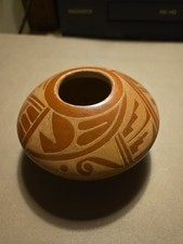Native American Jemez Pueblo Pottery Clay Pot - G. SANDIA Jemez Red Sgraffito