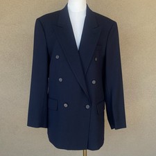 Hunting Horn Classics Men 40R Navy Blue 100 Wool Hand Tailored Blazer Vintage