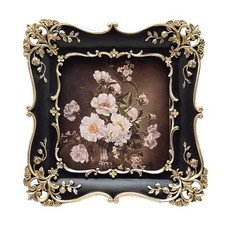 4x4 Small Vintage Picture Frame Antique Black and Gold Ornate Square Photo Frame