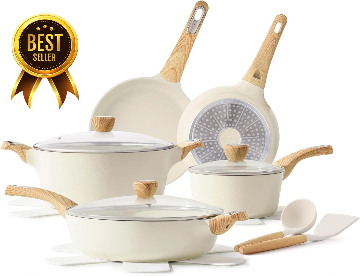 14 Piece Ceramic Non Stick Cookware Set Pots Pans Frying Induction PFOA Free