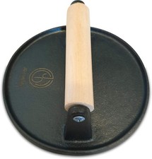 JD Europe Cast Iron Round Flat Bottom Grill Bacon Smashed Burger Panini Press