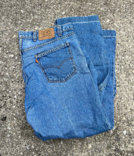 80s Vintage Orange tab Levi's Men's Straight Wash Blue Denim Jeans Size 40