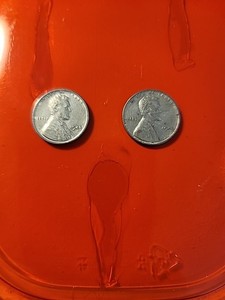 1943 Wheat Pennies Steel Lincoln Cent 2 Coins Very Fine Condition