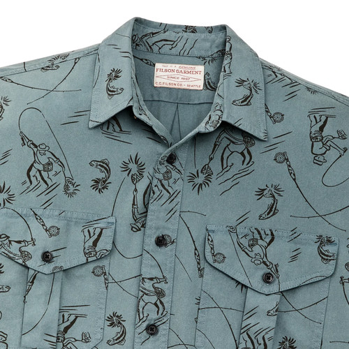 Chemise guide légère Filson SS Alaska bleu gris poisson mouche homme XL neuve - Photo 4/6