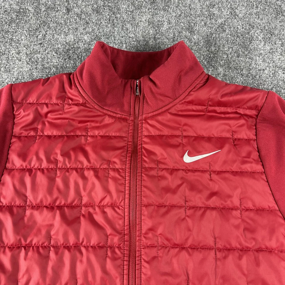 Jaqueta Nike Therma-Fit Feminina Grande Vermelha Corrida Acolchoada Zíper Completo Trem Atlético - Imagem 2 de 4