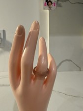 Pink Rose Quartz polished Gemstone translucent Ring, Size 7