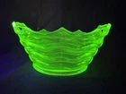 Jenkins Glass Ocean Wave Fruit Bowl Depression Glass Uranium SEE DESCRIPTION