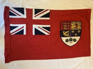 Vtg Canadian Canada Red Ensign Flag Nautical Coat of Arms Linen Applied Design