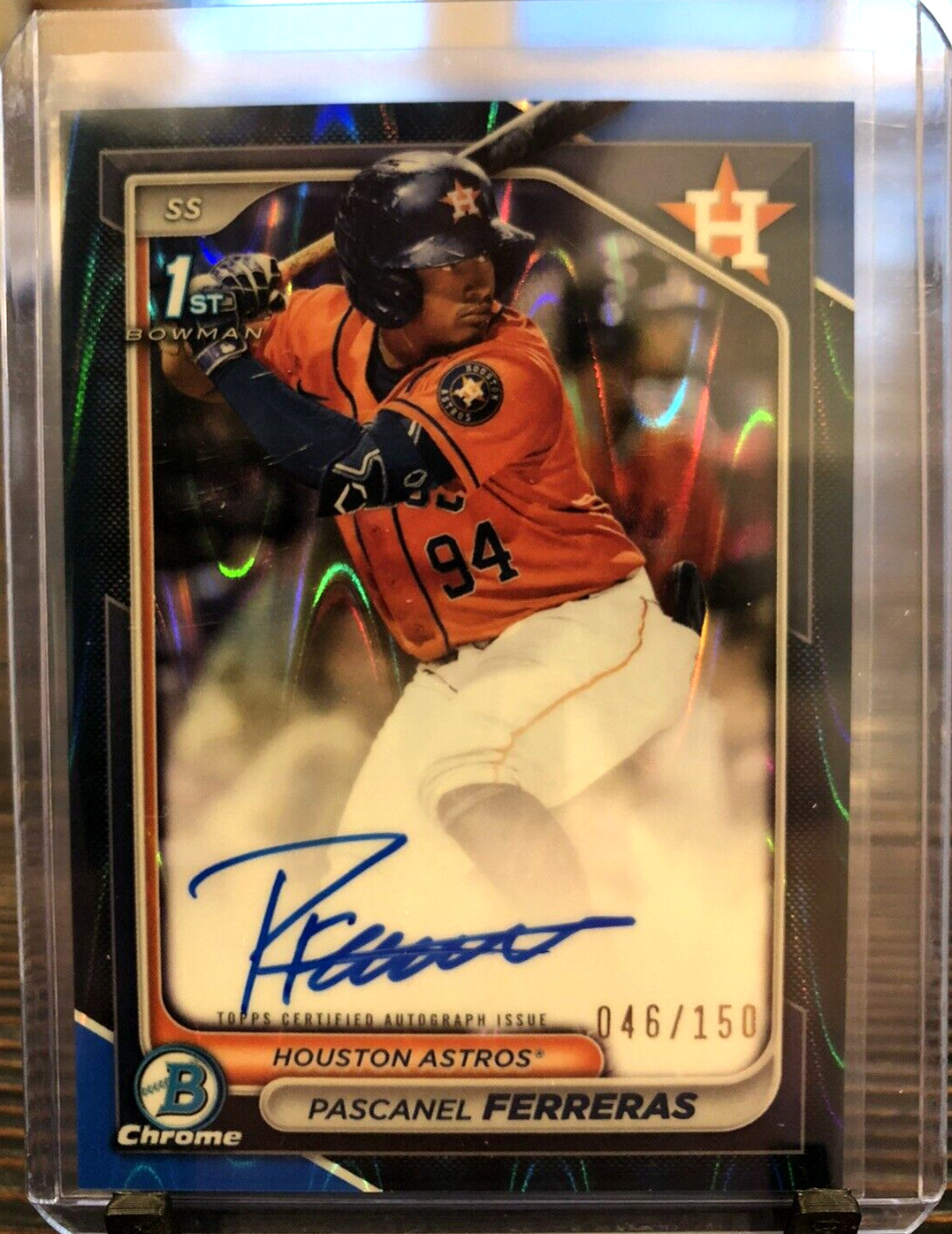 2024 Bowman Chrome Pascanel Ferreras 1st Blue Raywave Refractor Auto /150 Astros