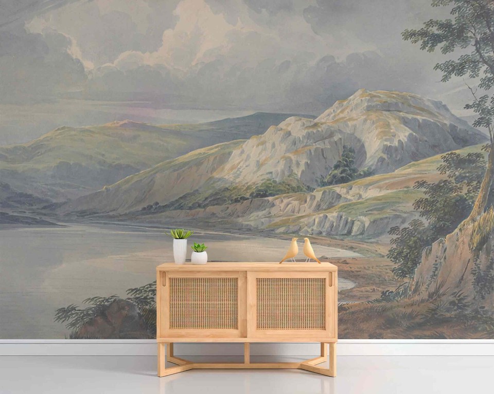 Beautiful Lake in the Mountains and an Old Green Tree Wallpaper Murals ...