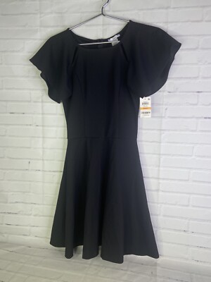 BAR III Little Black Dress Cut Out Flutter Sleeve Fit Flare Womens Juniors  Small | eBay