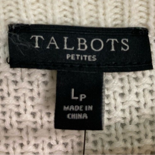 Talbots Lambswool Ribbon Cuff Sweater Women’s Size L Petite Wool Blend Bow Ivory - Picture 6 of 8