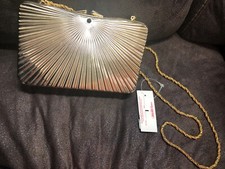 Walborg Italy Metallic Gold Chained Clutch Evening Bag - Good Condition 