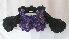 Handmade Lush Velvet Crochet Queen RhiANNon Butterfly Lace Scarf Purple Black