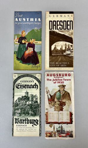 1929 antique souvenir tourist maps Austria Dresden Augsburg Eisenach pre WWII
