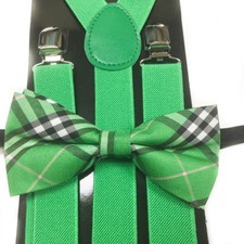 Great style Green Bow Tie  Suspender Set Tuxedo Grooms Wedding