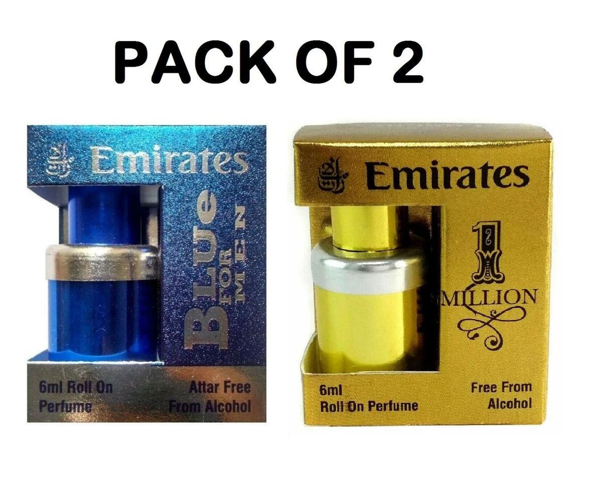 BLUE FOR MEN 1 MILLION Emirate Roll On Attar ittar 6ml PACK OF 2