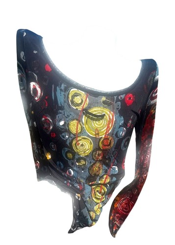 Jean Paul Gaultier Mesh top bright size Medium M Med abstract print - Picture 9 of 9
