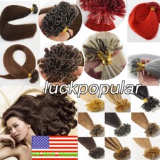 Pre Bonded Keratin Glue Fusion Nail U Tip Real Human Hair Extensions Balayage 1g