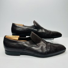 VTG Prada Wingtip Loafer Mens Size 9.5 Brown Leather Made in Italy Slip On Shoes