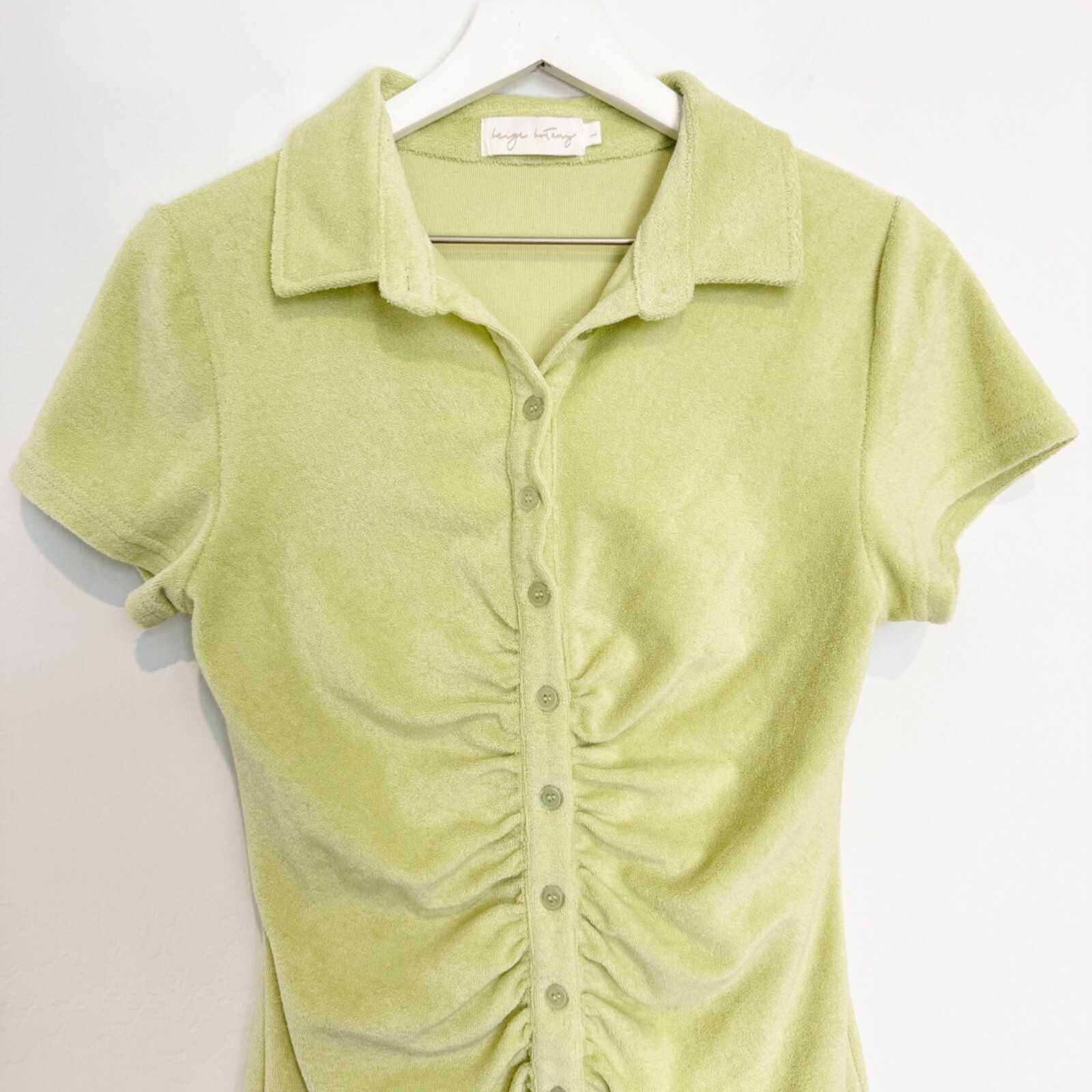 Beige Botany Terrycloth Collared Button Front Ruc… - image 3