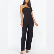 New Black Jumpsuit Medium Strapless Stretchy Bodycon Jumpsuit Medium