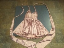 Hebeos Women's Size 6 A-Line V-Neck Sleeveless Short Mini Silk Satin Dress 300