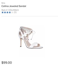 Nina Collina Womens Ivory High Heeled Satin Evening Sandals Rhinestone Wedding 8