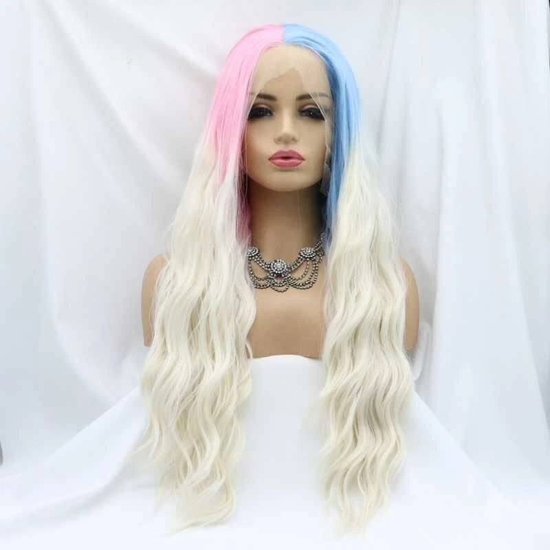 Blonde pink sale and blue wig