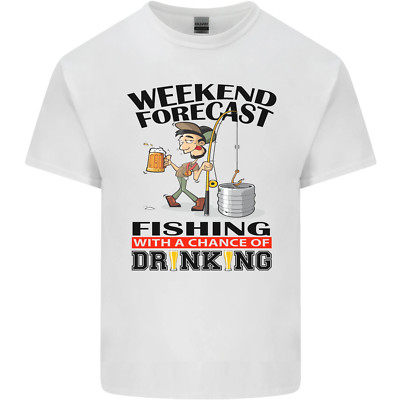 Fishing Fisherman Forecast Alcohol Beer Herren Cotton Maglietta Tee Top