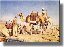 People and Camels Picture on Stretched Canvas, Wall Art Décor, Ready to Hang!