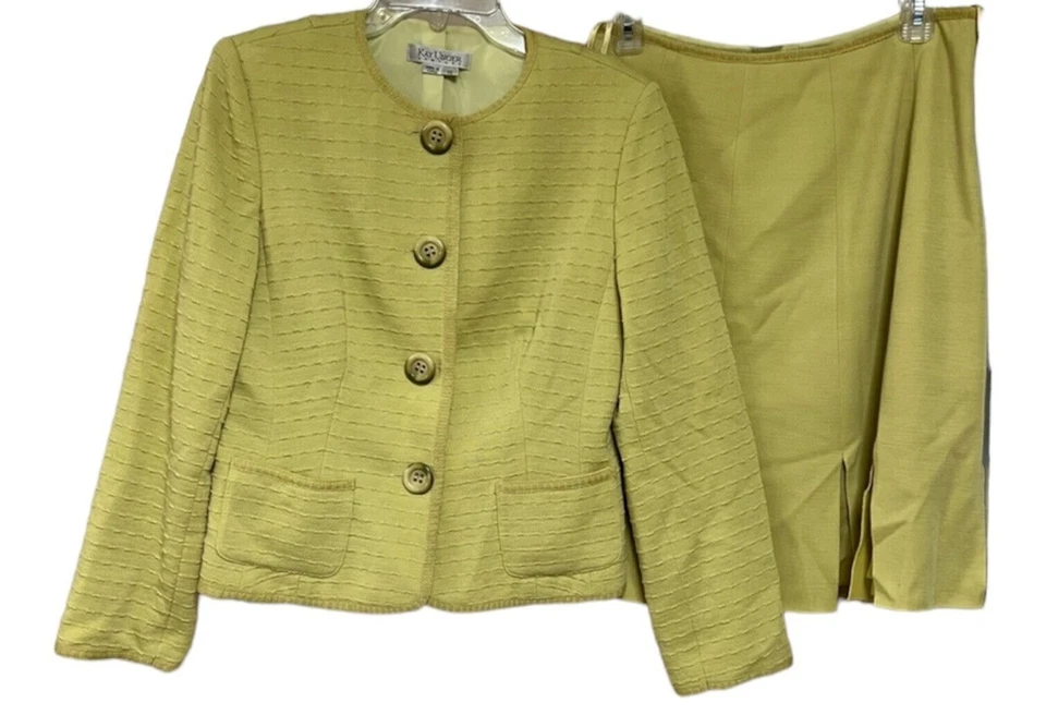 Traje Kay Unger Mujer 8 Falda Chaqueta Verde Lana Años 60 Retro Glam Madmen De Colección Foto 2 de 4