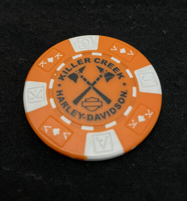 Roswell, Georgia Killer Creek Harley Davidson Poker Chip / Orange & White 