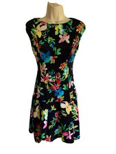 New with tag $100 Chaps Ralph Lauren Navy multi floral fit n flare slvlss knee 4