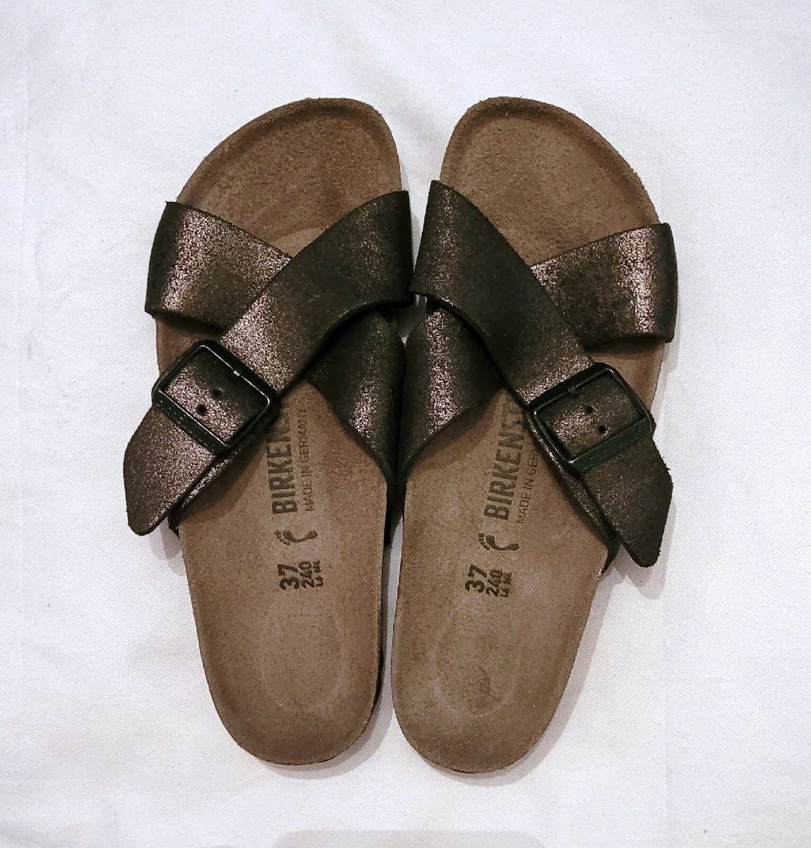 Birkenstock Siena in Black Metallic Leather Size 4.5 EU37 Narrow Fit