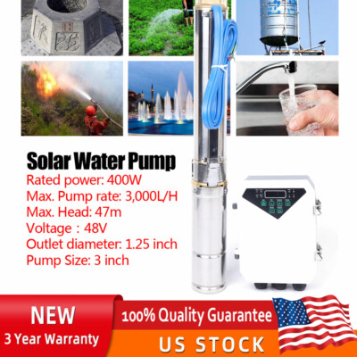 3'' DC Solar Water Pump Submersible Deep Bore Well Pump 48V 400W +MPPT Controller