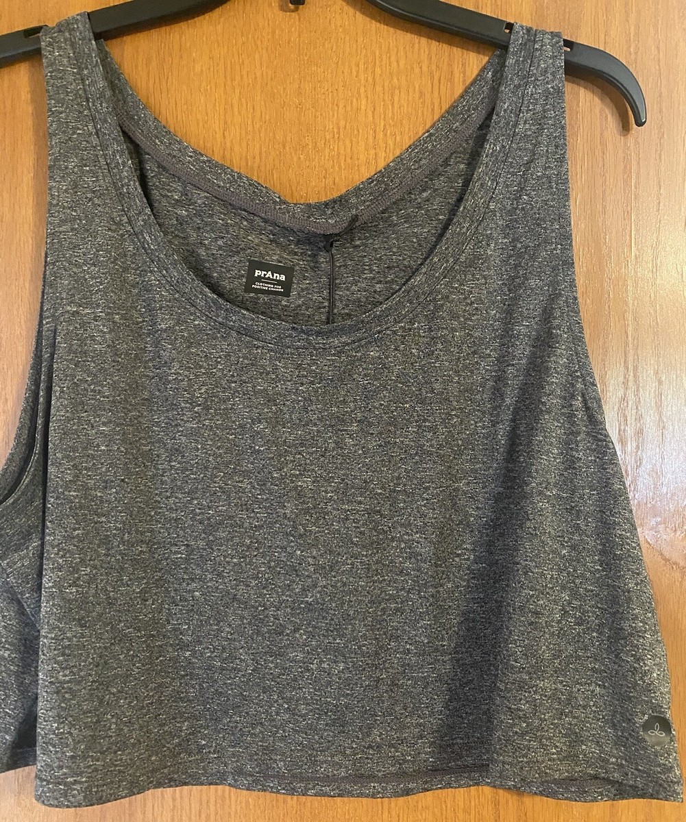 Prana Alpenglow Crop Charcoal Heather Tank Top XL NWT