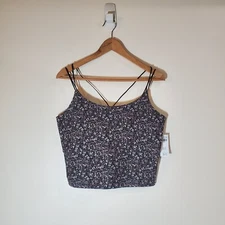 NWT Women's Abercrombie & Fitch Floral Cropped Cami size L / black gray white