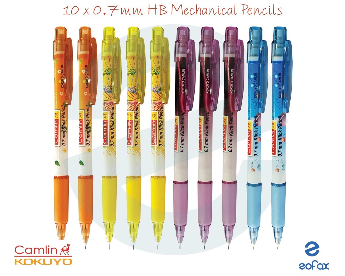 10 x KOKUYO CAMLIN Klick Rubber Tipped Pencils Soft Grip