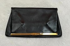 750 MINT Vintage Bienen Davis PM Clutch Genuine Black Pebbled Leather