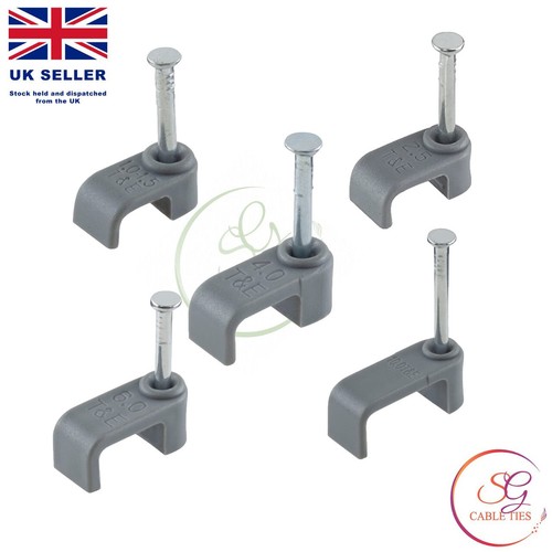 Flat Cable Clips Nail Grey T&E Twin and Earth Electrical Wire Cable