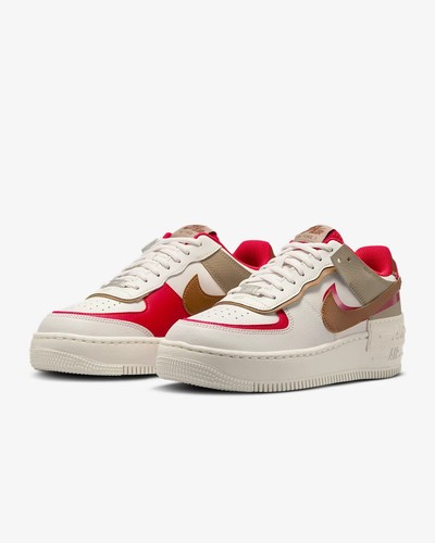 NEW Nike Air Force 1 Shadow Womens Size 7 Phantom Fire Red Khaki HQ3400 030 - Picture 2 of 9