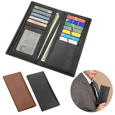 Slim PU Leather Wallet for Men Long Bifold Purse RFID Blocking Card Holder