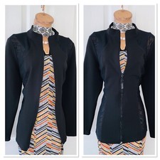 Weekend By Frank Lyman Black Zipped Jacket With Sheer Panels Size M/ Uk 10-12