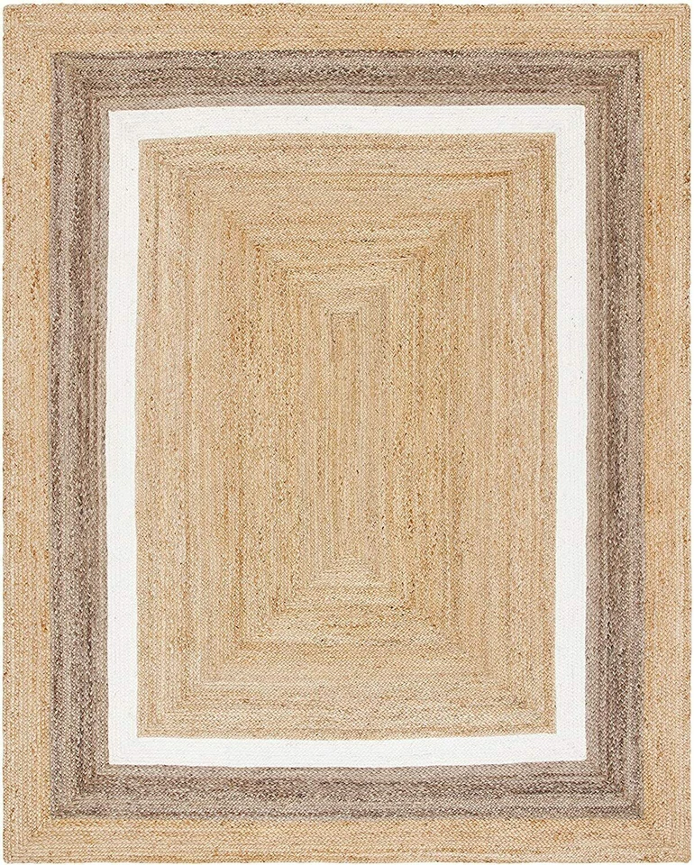 Square Rug Farmhouse Area Rug Hand Woven Rustic Look Natural Jute Carpet - Image 2 of 3