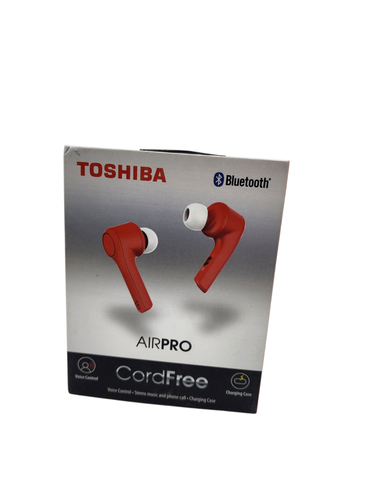 Toshiba AirPro ROT kabellose Bluetooth Ohrhörer Ladecase Sprachsteuerung VERSIEGELT